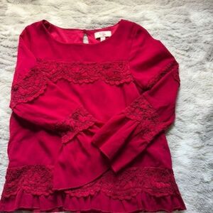 GB Girls Vibrant Red Lace Blouse